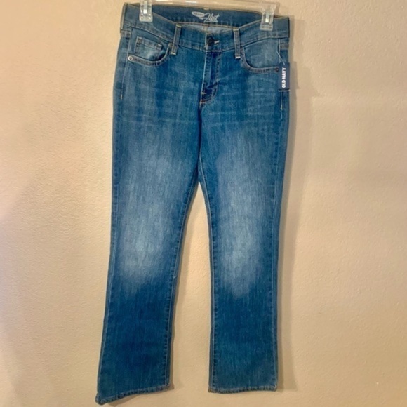 NWT Old Navy Jeans Sz 4 The Flirt Blue Denim Cotton Spandex Bootcut Faded Wash - Picture 1 of 16